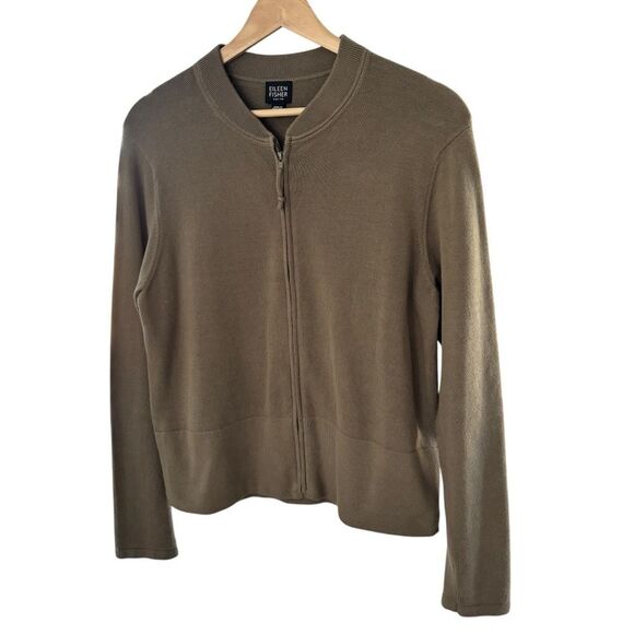 Eileen Fisher Petite Two Piece Cotton Warm Up Suit Fill Zip Jacket PL/Pants PS - Picture 3 of 16